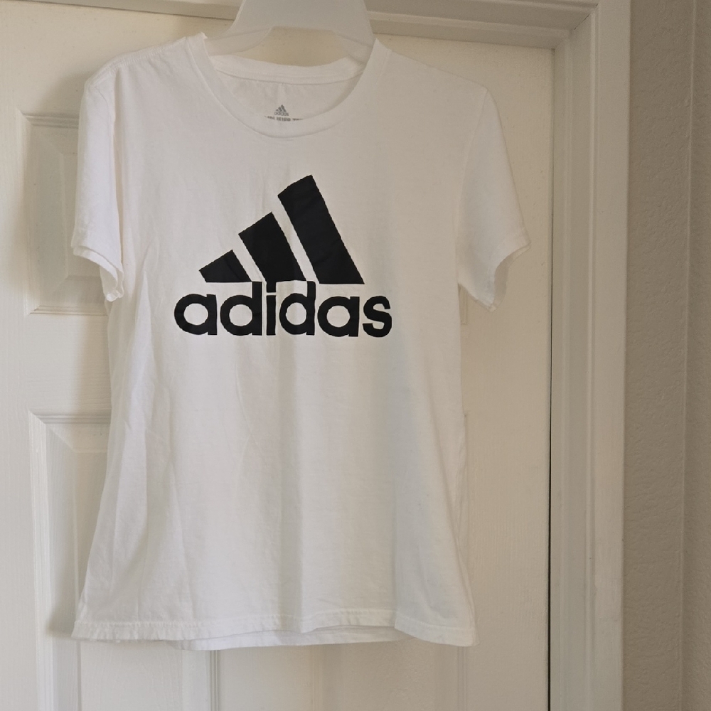 Adidas Tee in White with Black Emblem
